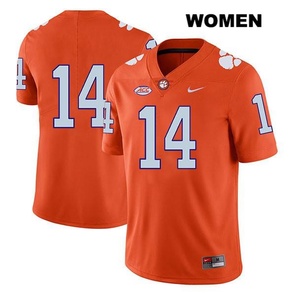 Women's Clemson Tigers #14 Denzel Johnson Stitched Orange Legend Authentic Nike No Name NCAA College Football Jersey HVT7546RG